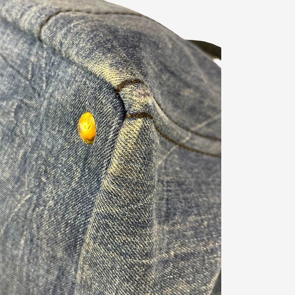 Prada Canapa Denim Logo Tote Bag Blue XL Large Top Handle Milano Italy - Picture 12 of 16